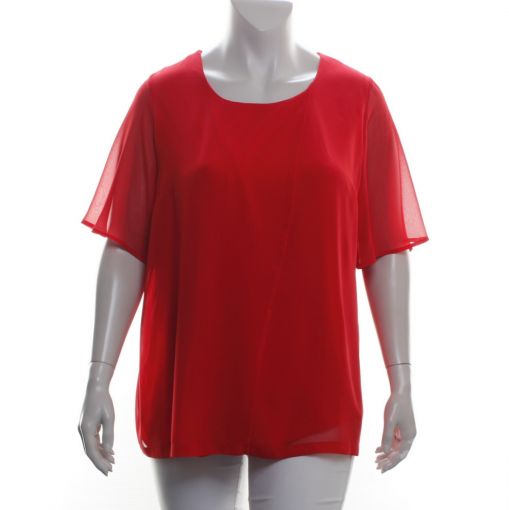 KJ Brand rode voile overslag blouse met twee lagen stof