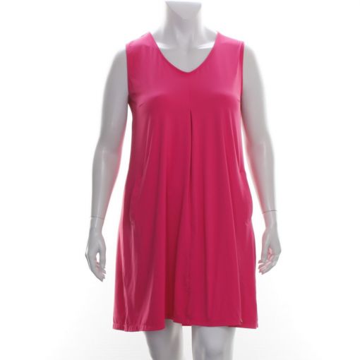 Twister roze jurk mouwloos travelstof model Beppy