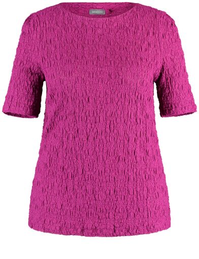 Samoon fuchsia relief shirt korte mouw