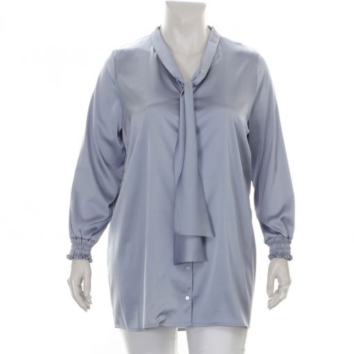 Only-M glanzende blauwe viscose blouse