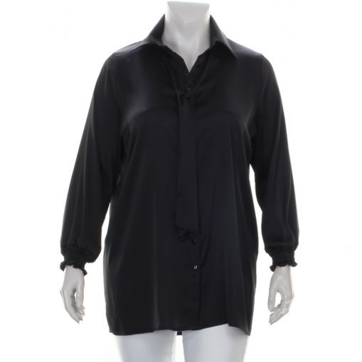 Only-M zwarte glanzende viscose blouse