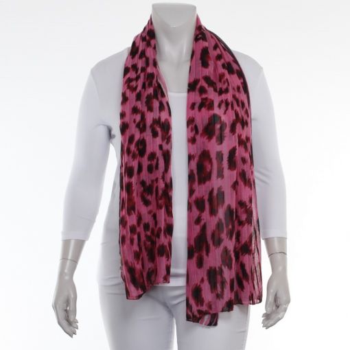 Shawl roze plissé met panterprint