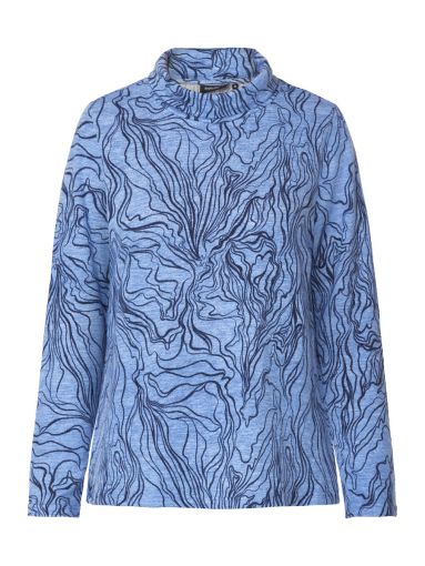 Signature lichtblauw blauw shirt met donkerblauwe print