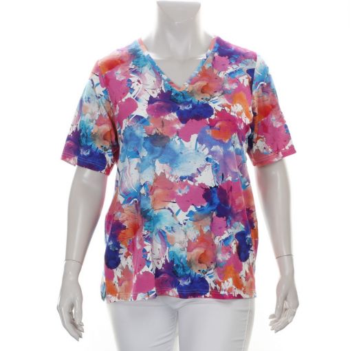 KJ Brand A-lijn shirt met overlopende print blauw roze