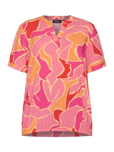 Signature viscose stretch shirt roze oranje print
