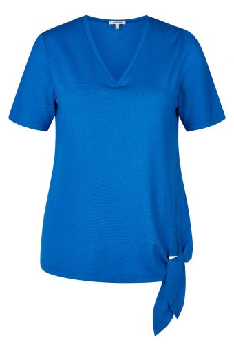 KJ Brand stretch shirt kobaltblauw met striklint 