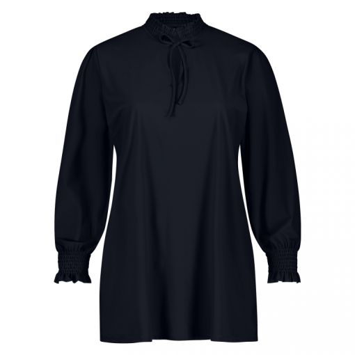 PlusBasics zwarte smock blouse roezel kraag