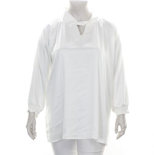 Only-M viscose off-white tuniek met hoge gedraaide boord