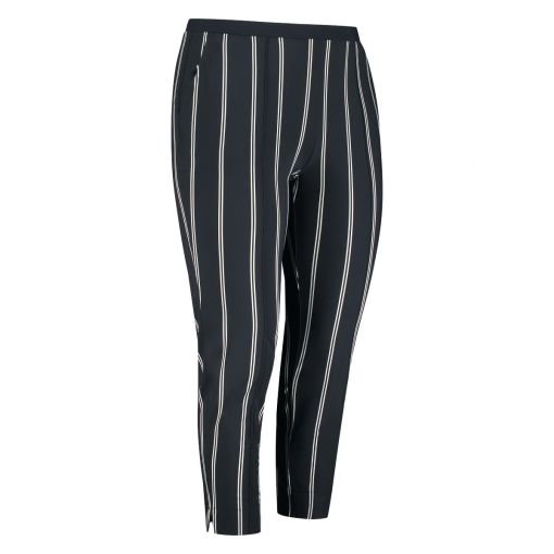 PlusBasics donkerblauwe gestreepte broek met opgestikte naad  Twin Strip #6 TS Pants 7/8e