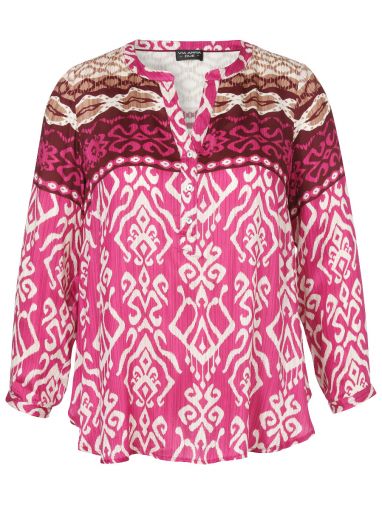 Via Appia Due viscose blouse met roze zand ecru print