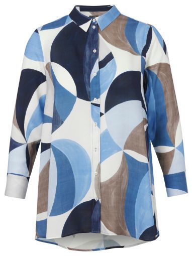 Via Appia viscose printblouse zand ecru blauw