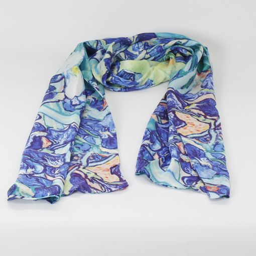 Dubbele groen blauwe viscose shawl met blauwe irissen van Gogh