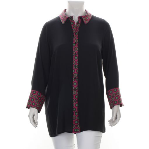 Only-M voile blouse met print afgezet