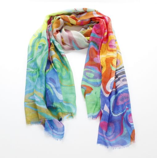 Vrolijk gekleurde shawl met swirls