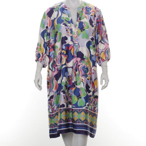 White Label luxe viscose jurk met kleurrijke print