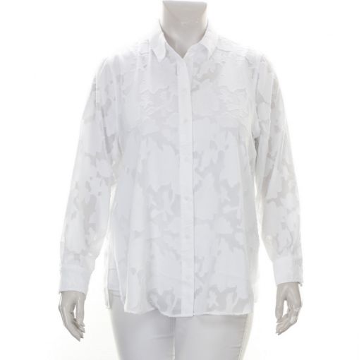 Samoon witte blouse met lange mouwen