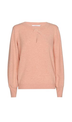 Xandress fijngebreide pullover met knoop bij de hals