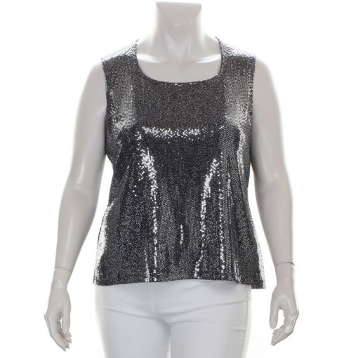 Tia zwarte top met zilverkleur glitter