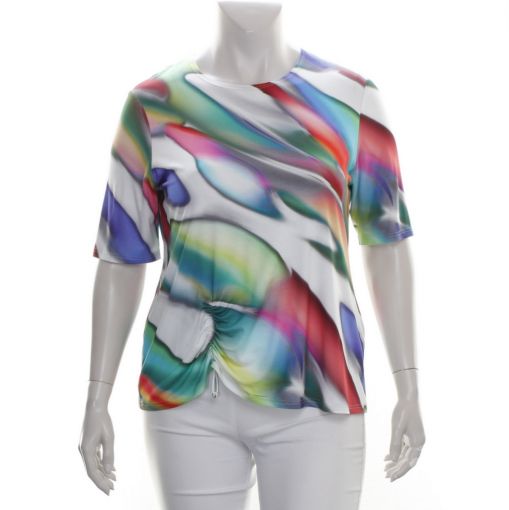Seidel viscose shirt met multicolor golven print