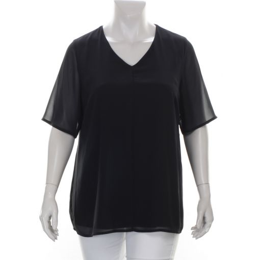 KJ Brand zwarte voile blouse met viscose binnentop
